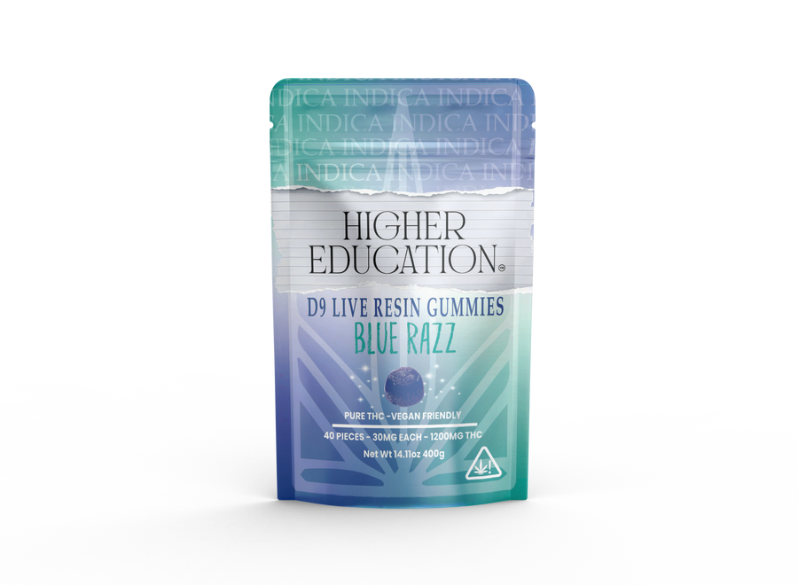 Higher Education 1200mg D9 Live Resin Gummies (30mg ea) - Blue Razz (Indica)