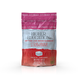 Higher Education 100mg D9 Live Resin Gummies 10mg/ea Strawnana (Hybrid)