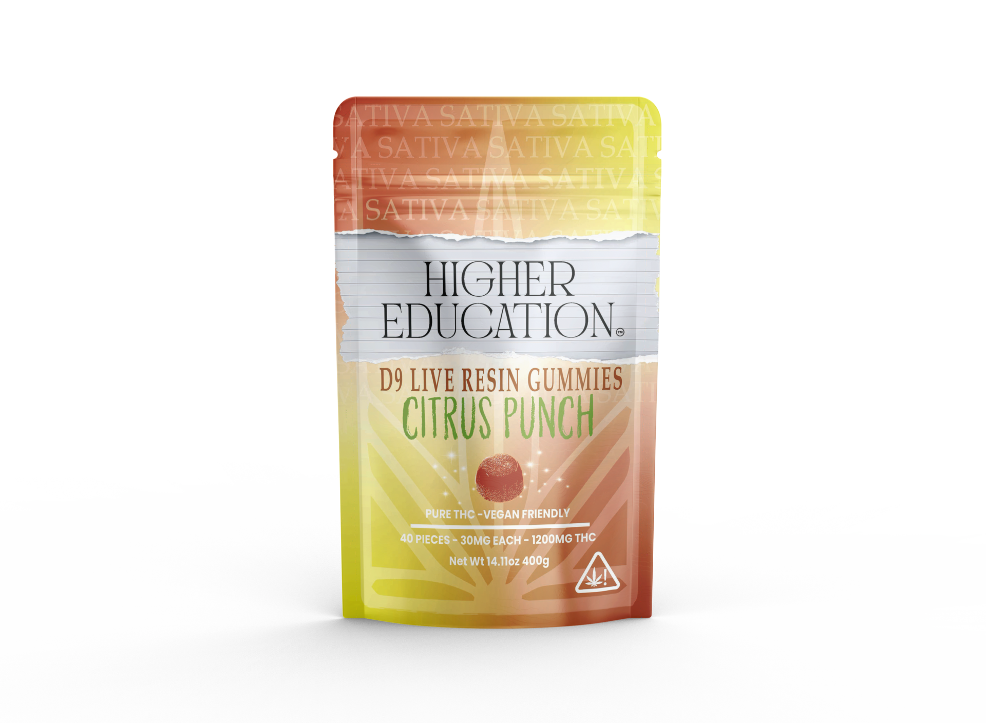 Higher Education 1200mg D9 Live Resin Gummies (30mg ea) - Citrus Punch (Sativa)