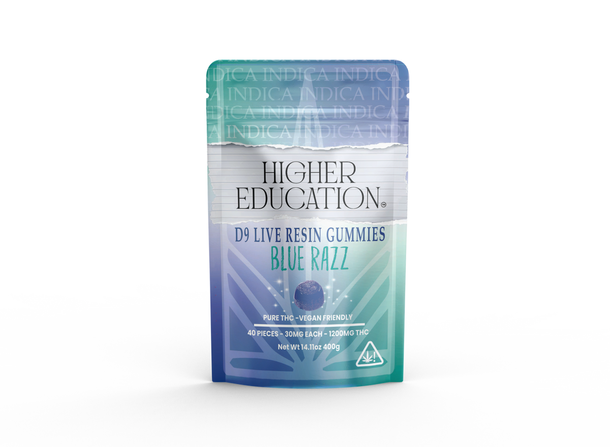 Higher Education 1200mg D9 Live Resin Gummies - Blue Razz Indica