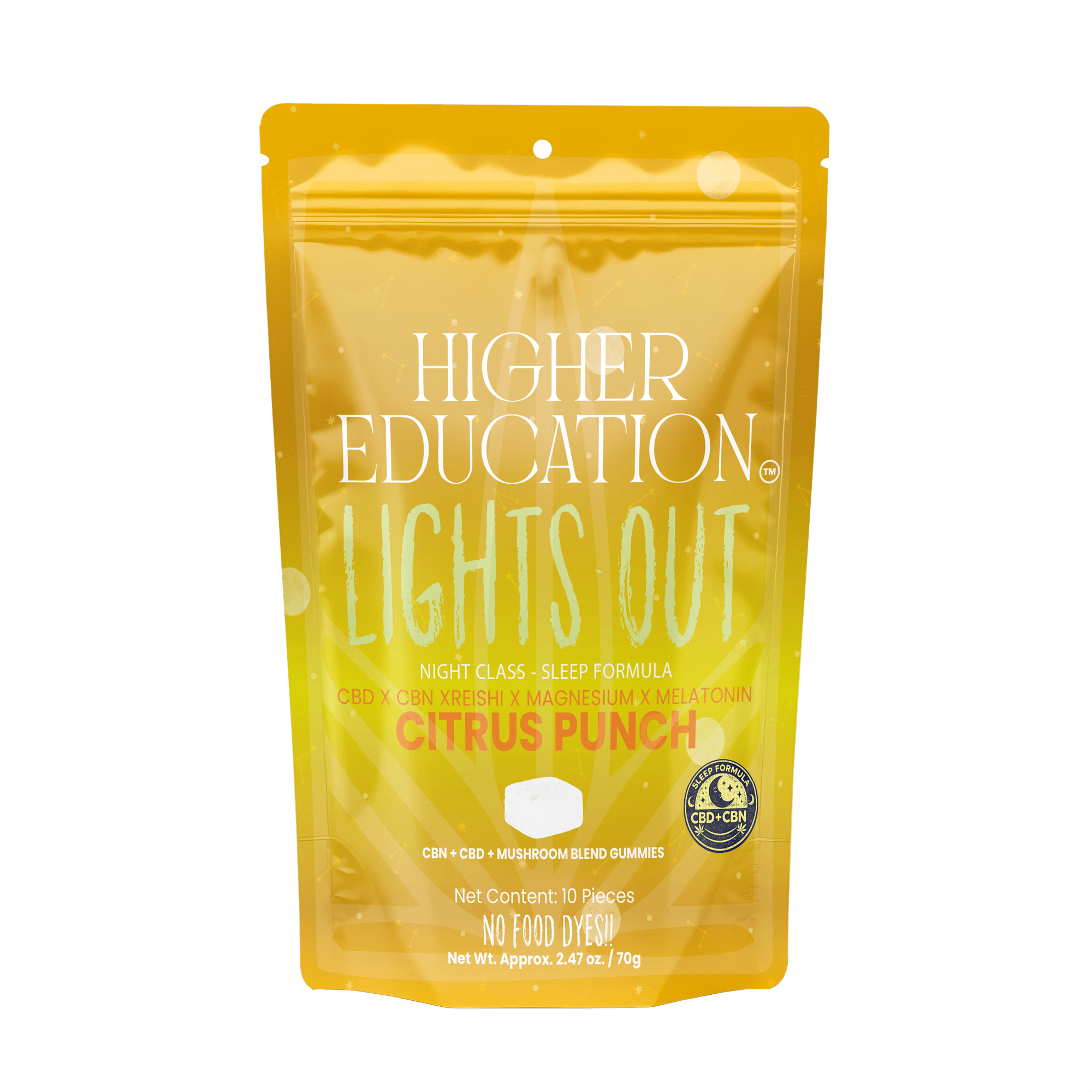 Higher Education Lights Out 100mg CBD Gummies (10ct) - Citrus Punch