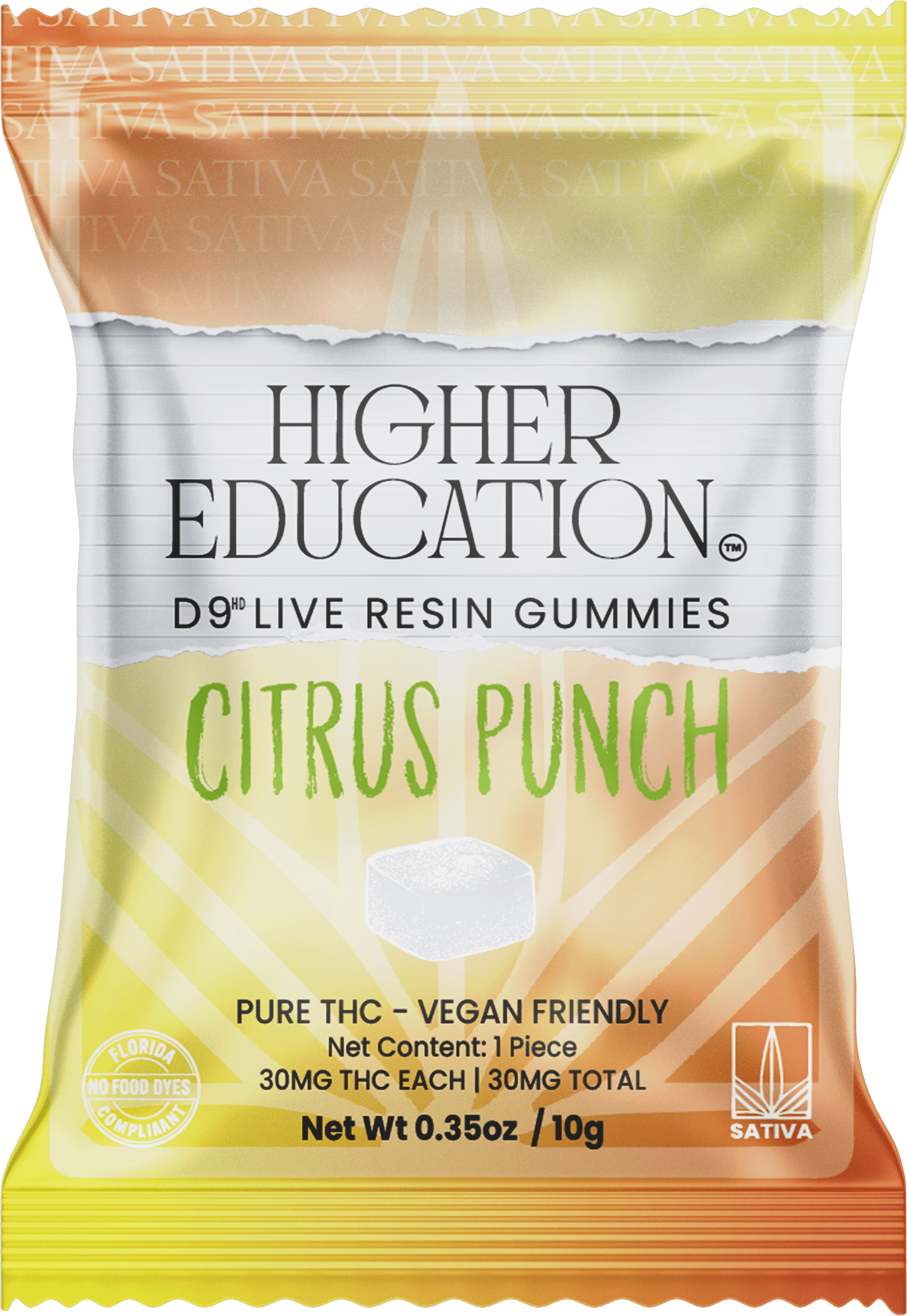 Higher Education 30mg Delta 9 Live Resin Gummies (1ct) - Citrus Punch (Sativa)