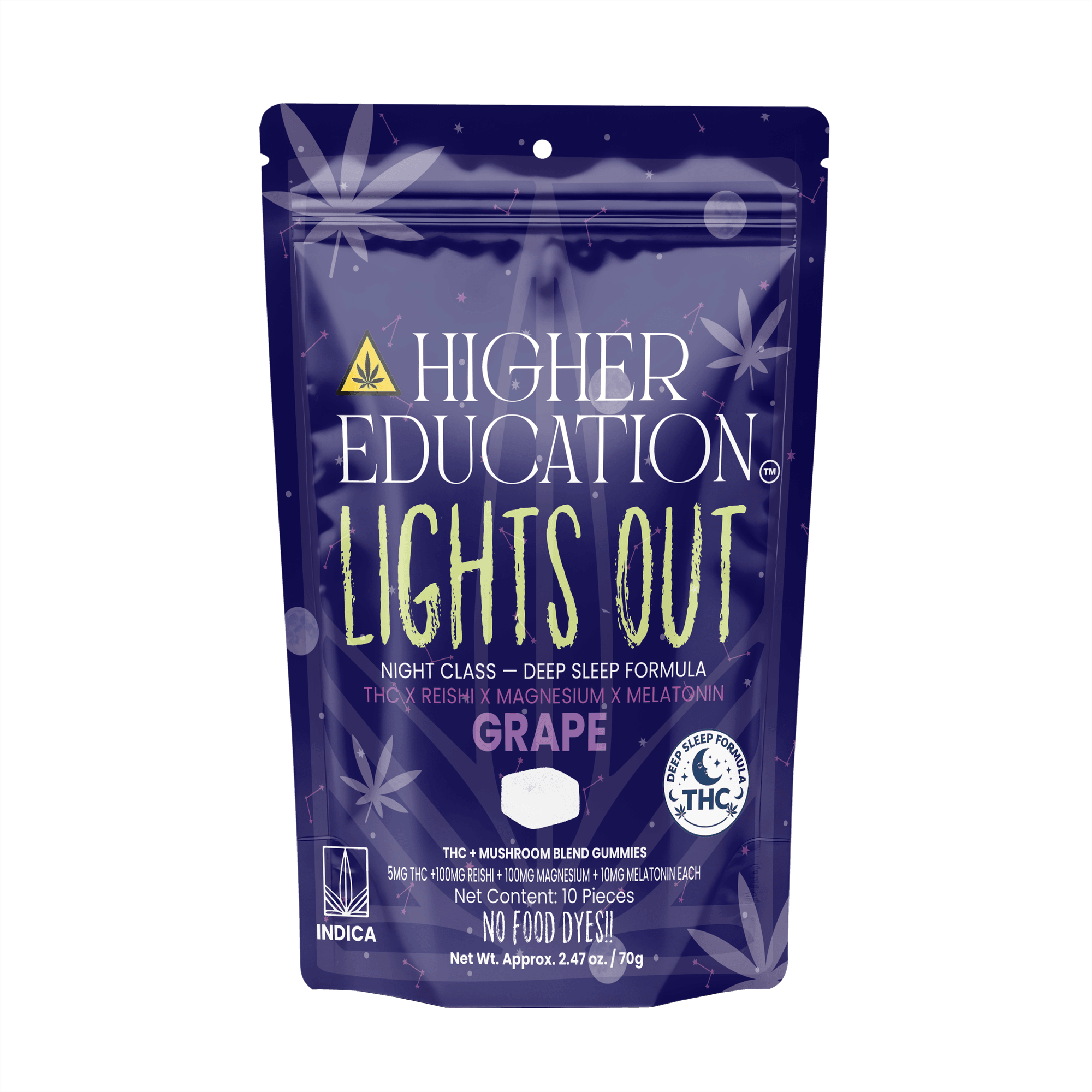 Higher Education Lights Out 100mg THC Gummies (10ct) - Grape