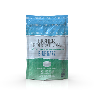Higher Education 100mg D9 Live Resin Gummies 10mg/ea Blue Razz (Indica)