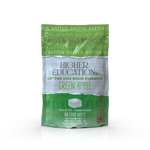 Higher Education 100mg D9 Live Resin Gummies 10mg/ea Green Apple (Sativa)