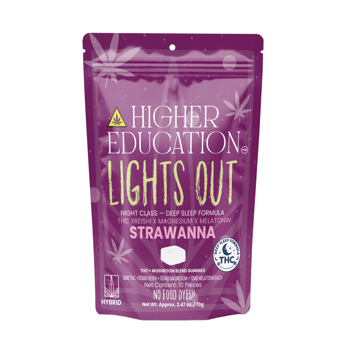 Higher Education Lights Out 100mg THC Gummies (10ct) - Strawnana