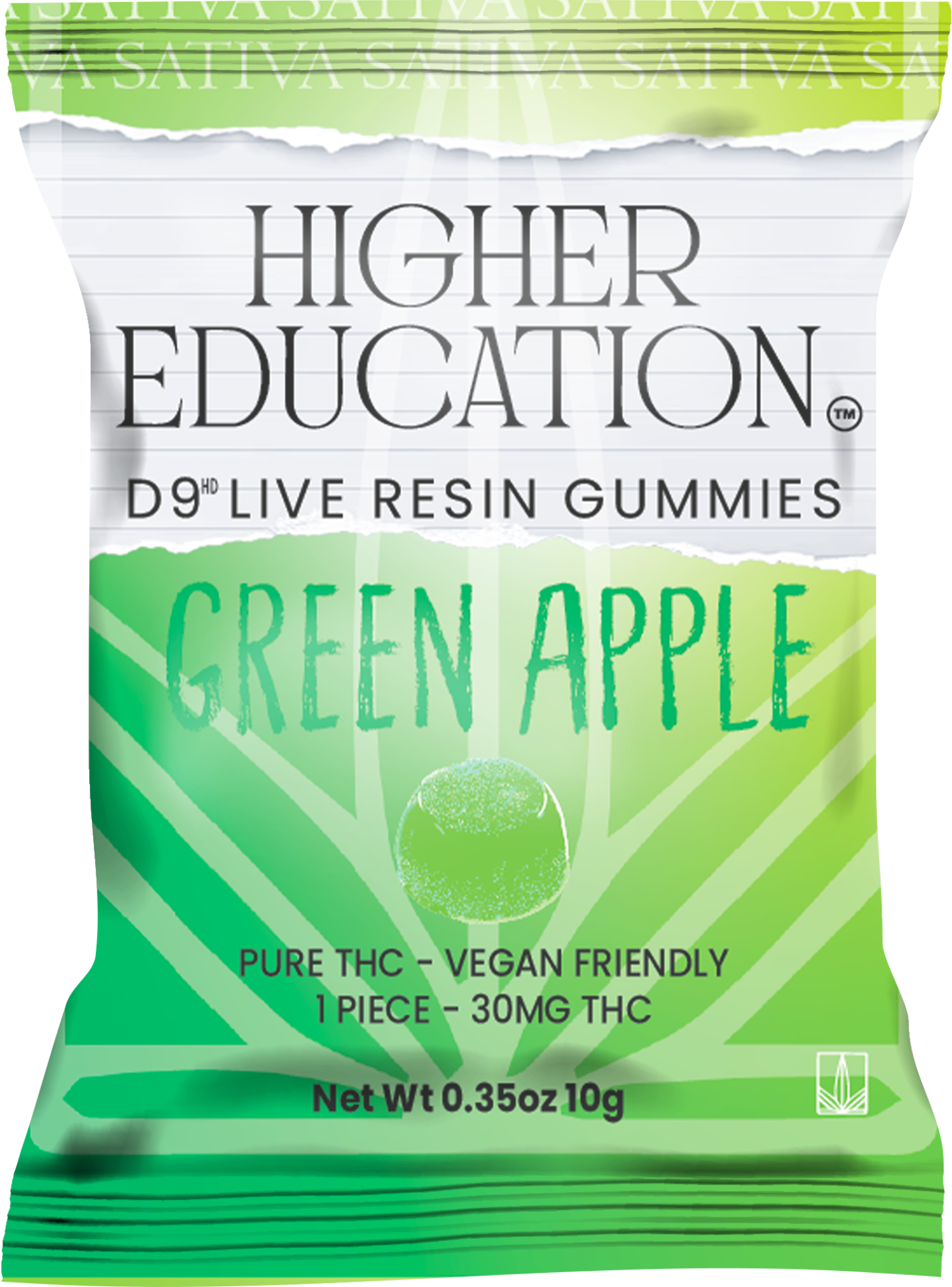 Higher Education 30mg Delta 9 Live Resin Gummies (1ct) - Green Apple (Sativa)