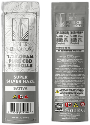Higher Education Pure CBD 1.25G Preroll Super Silver Haze